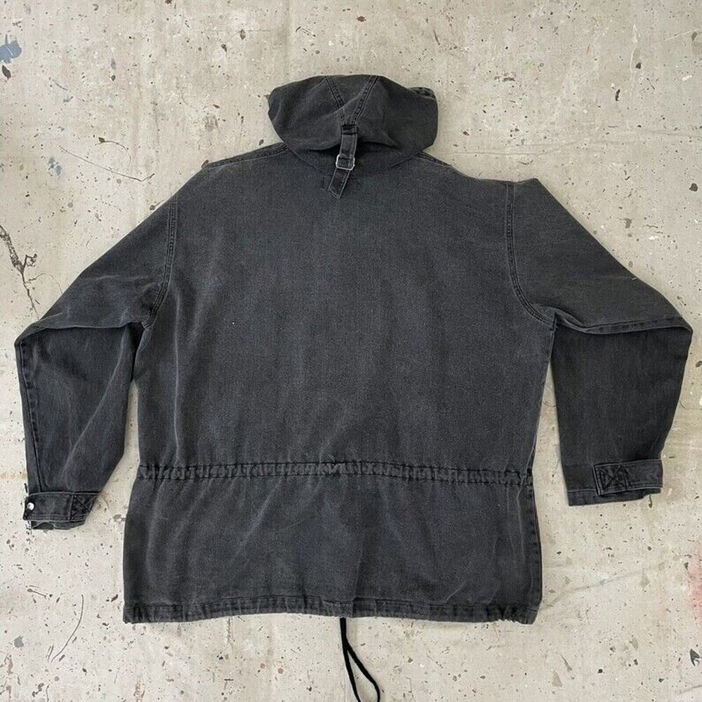 J.Peterman Jacket Mens XL Black Norway Flag Pullover Denim Parka Vintage 90s - Picture 7 of 9